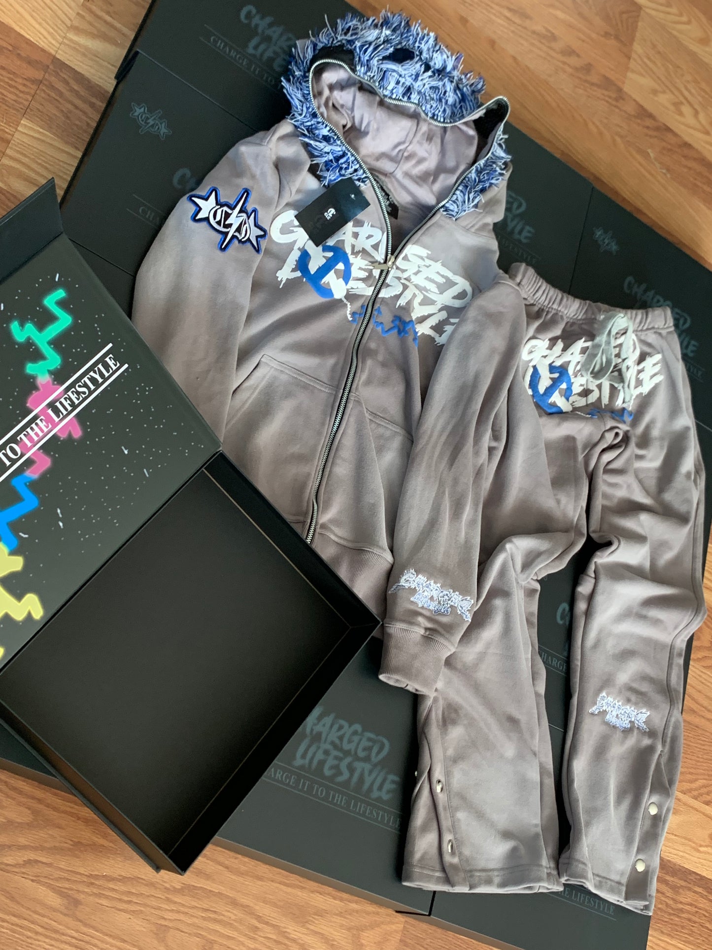 CLC - GREY & BLUE HOODIE