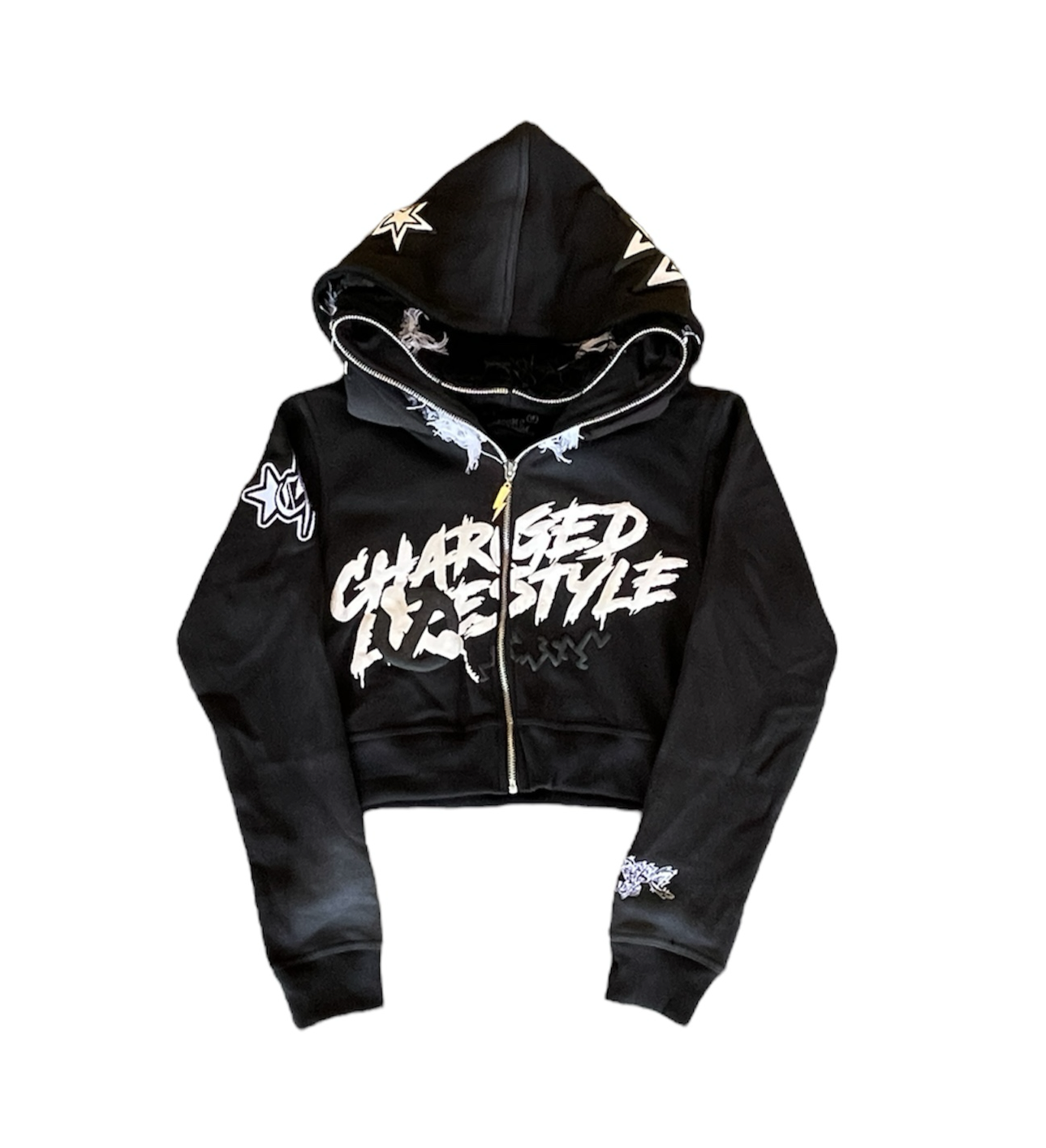 CLC - CROPPED BLACK & WHITE HOODIE