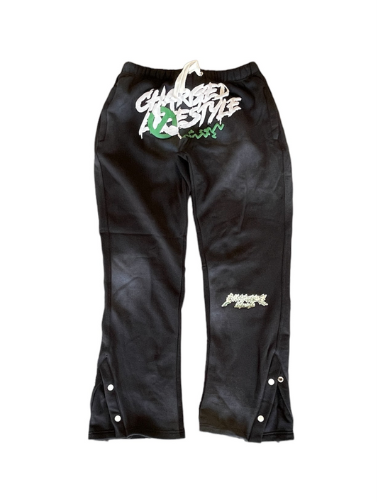 CLC DISCONNECTED BLACK/GREEN CROPPED SWEATPANTS