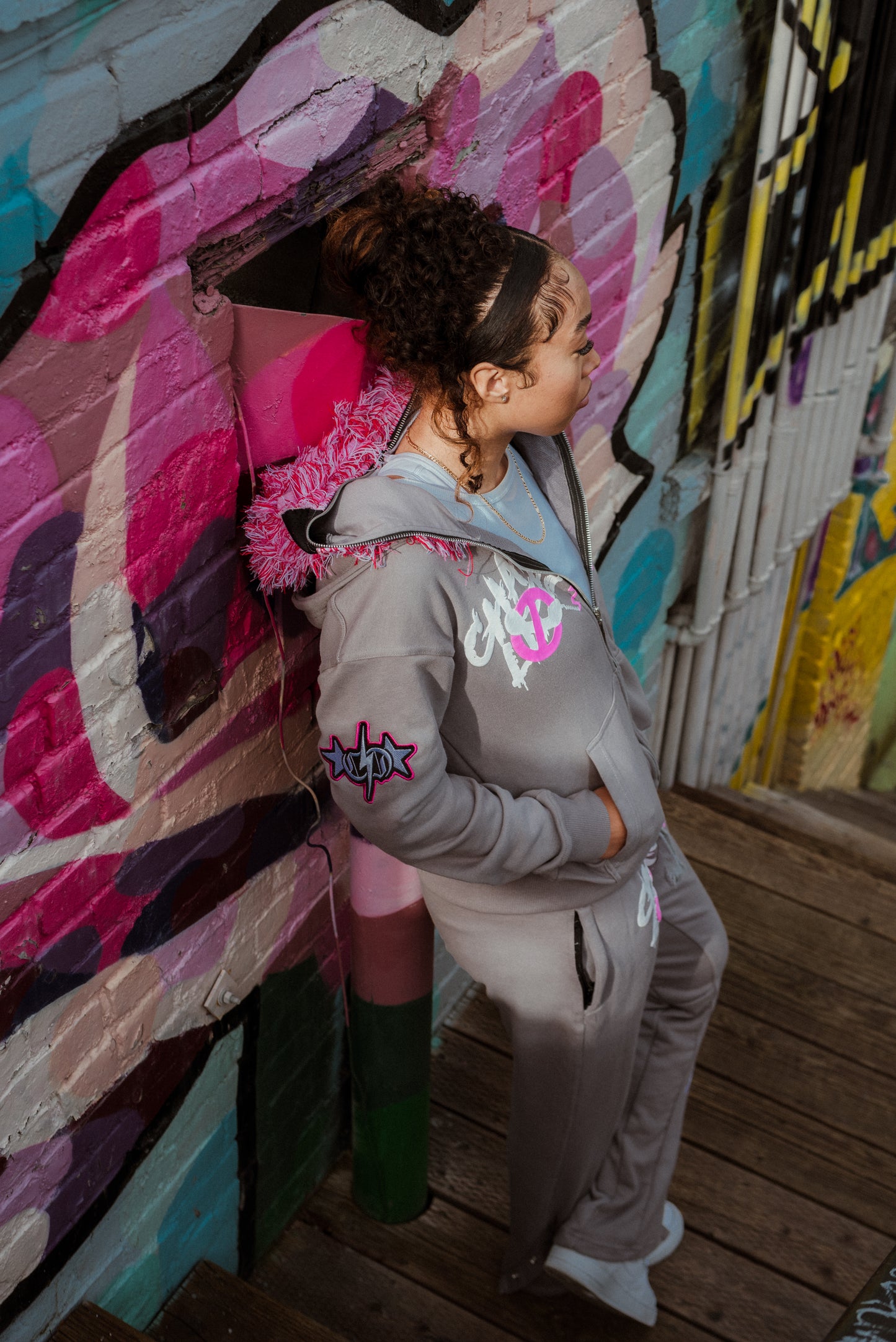 CLC - GREY & PINK HOODIE